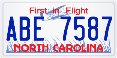 NC license plate ABE7587