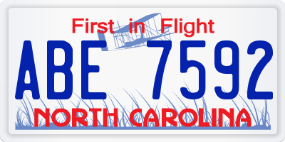 NC license plate ABE7592