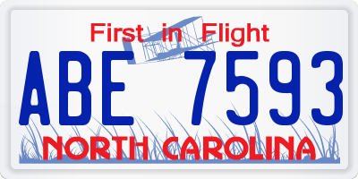 NC license plate ABE7593