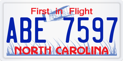 NC license plate ABE7597