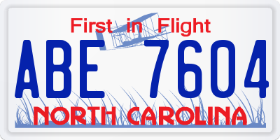 NC license plate ABE7604
