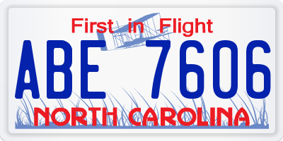 NC license plate ABE7606