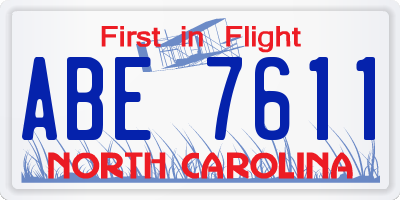 NC license plate ABE7611