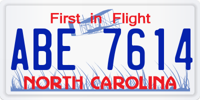 NC license plate ABE7614