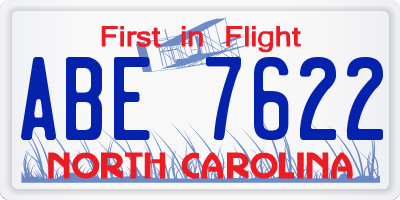 NC license plate ABE7622