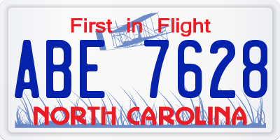 NC license plate ABE7628