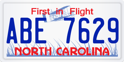 NC license plate ABE7629