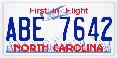 NC license plate ABE7642