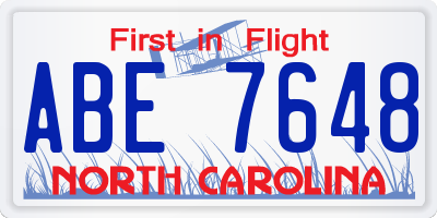 NC license plate ABE7648