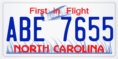NC license plate ABE7655