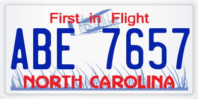NC license plate ABE7657