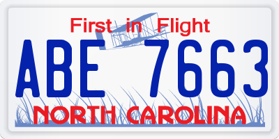 NC license plate ABE7663
