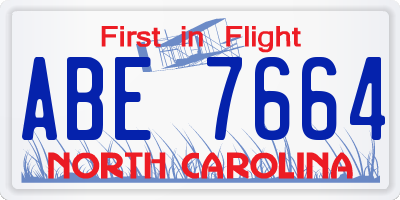 NC license plate ABE7664