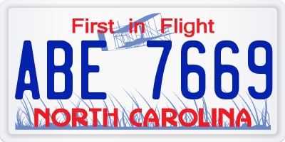 NC license plate ABE7669