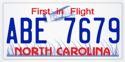 NC license plate ABE7679