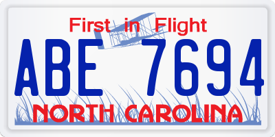 NC license plate ABE7694