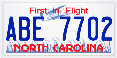 NC license plate ABE7702