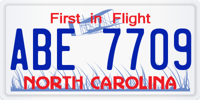 NC license plate ABE7709