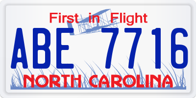 NC license plate ABE7716