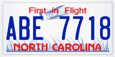 NC license plate ABE7718