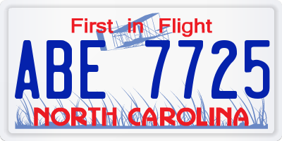 NC license plate ABE7725