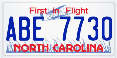 NC license plate ABE7730