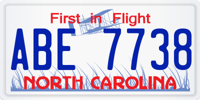 NC license plate ABE7738