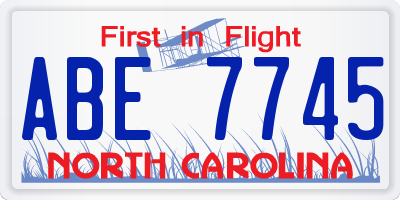 NC license plate ABE7745