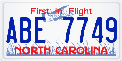 NC license plate ABE7749