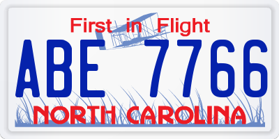 NC license plate ABE7766