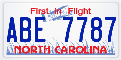 NC license plate ABE7787