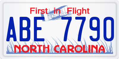 NC license plate ABE7790