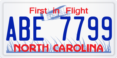 NC license plate ABE7799