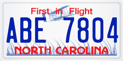 NC license plate ABE7804