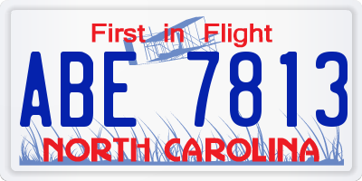 NC license plate ABE7813