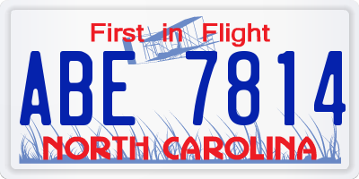 NC license plate ABE7814