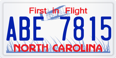 NC license plate ABE7815