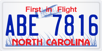 NC license plate ABE7816