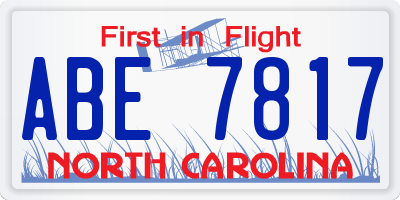 NC license plate ABE7817