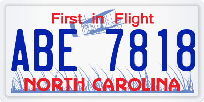 NC license plate ABE7818