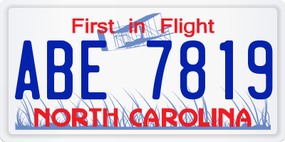 NC license plate ABE7819