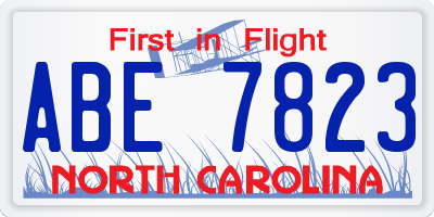 NC license plate ABE7823