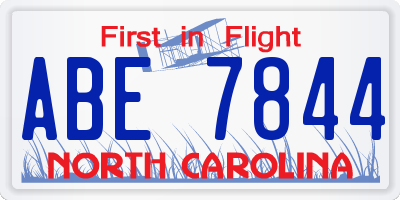 NC license plate ABE7844