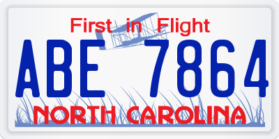 NC license plate ABE7864