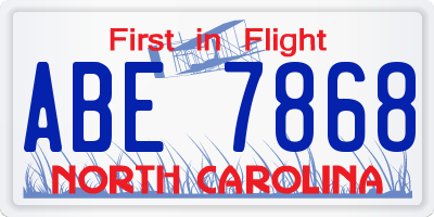 NC license plate ABE7868
