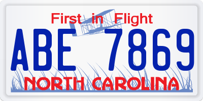 NC license plate ABE7869