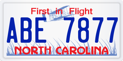 NC license plate ABE7877