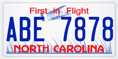 NC license plate ABE7878