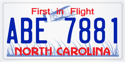 NC license plate ABE7881