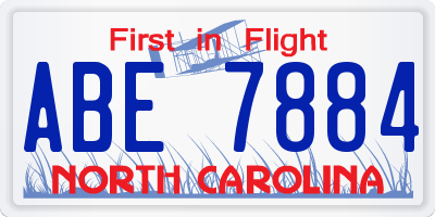 NC license plate ABE7884